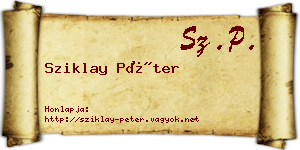 Sziklay Péter névjegykártya