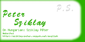 peter sziklay business card